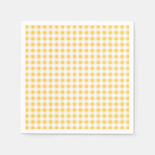 Guardanapo De Papel Padrão de Gingham Branco Amarelo, seu monograma