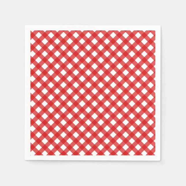 Guardanapo De Papel Padrão de Gingham do Estilo de País Vermelho (Frente)