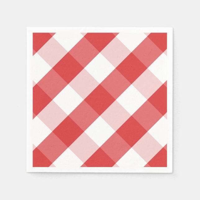 Guardanapo De Papel Padrão de gingham vermelho e branco (Frente)