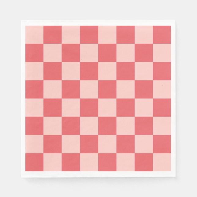 Guardanapo De Papel Padrão de Gingham Vermelhos Rosa Verificado (Frente)
