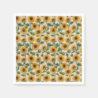 Guardanapo De Papel Padrão de Girassol Amarelo Vintage com Aparência B