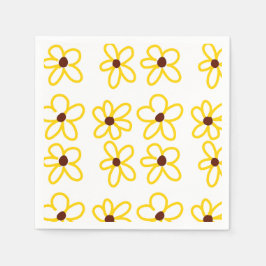 Guardanapo De Papel Padrão de girassol castanho-amarelo ventre floral 