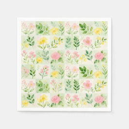 Guardanapo De Papel Padrão de Grade Floral em Aquarela