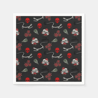 Guardanapo De Papel Padrão de Halloween de Caveiras e Rosas Góticas