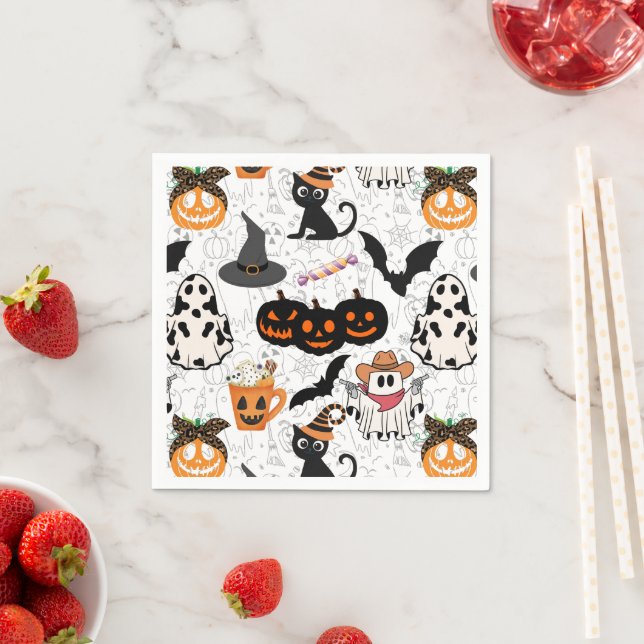 Guardanapo De Papel Padrão de Halloween. Louco e fofo (Insitu)