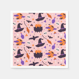Guardanapo De Papel Padrão de Halloween Púrpura e rosa-claro