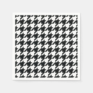 Guardanapo De Papel Padrão de Houndstooth Preto Branco