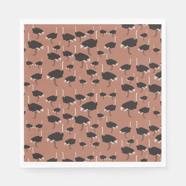 Guardanapo De Papel Padrão de Ilustração de Aves de avestruz (Frente)