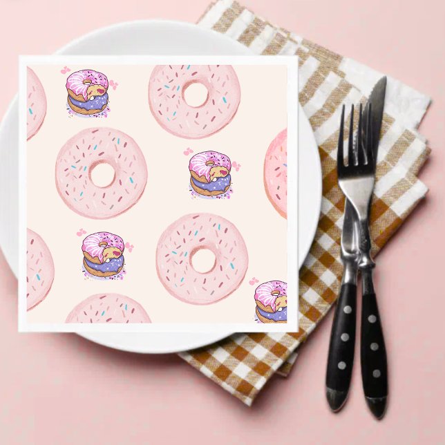 Guardanapo De Papel Padrão de ilustração de donuts doces e fofos do de (Criador carregado)
