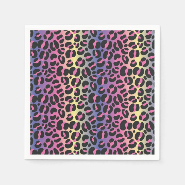 Guardanapo De Papel Padrão de Impressão Animal Leopardo Arco-Íris (Frente)