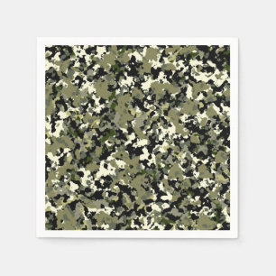 Guardanapo De Papel Padrão de Impressão Camuflagem Creme Preto Verde