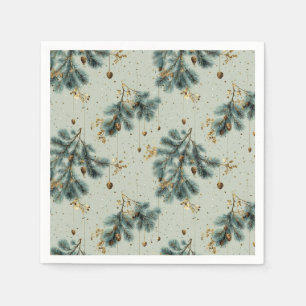 Guardanapo De Papel Padrão de inverno do Pinecone azul e castanho