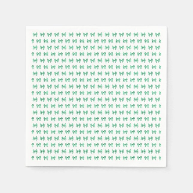 Guardanapo De Papel Padrão de laço xadrez verde-branco (Frente)