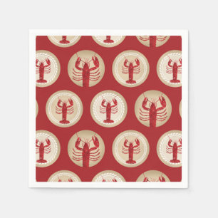 Guardanapo De Papel Padrão de Lagosta Vermelha - Frutos do Mar Náutico