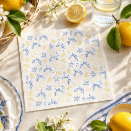 Guardanapo De Papel Padrão de Limão Cítrico Flor de Mediterrâneo