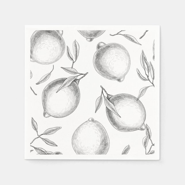 Guardanapo De Papel Padrão de limão desenhado à mão (Frente)