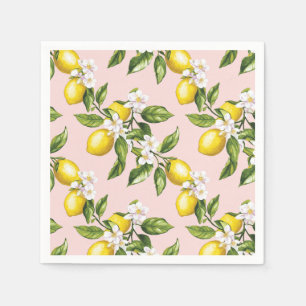 Guardanapo De Papel Padrão de Limão & Flor Vintage em Rosa (2)