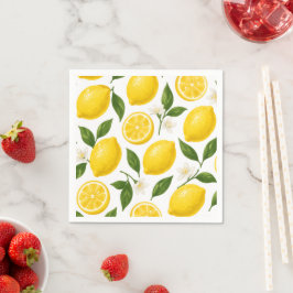 Guardanapo De Papel Padrão de Limão Fresco com Folhas e Flores
