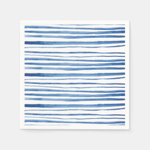 Guardanapo De Papel Padrão de listras de cor azul-de-água do Shibori