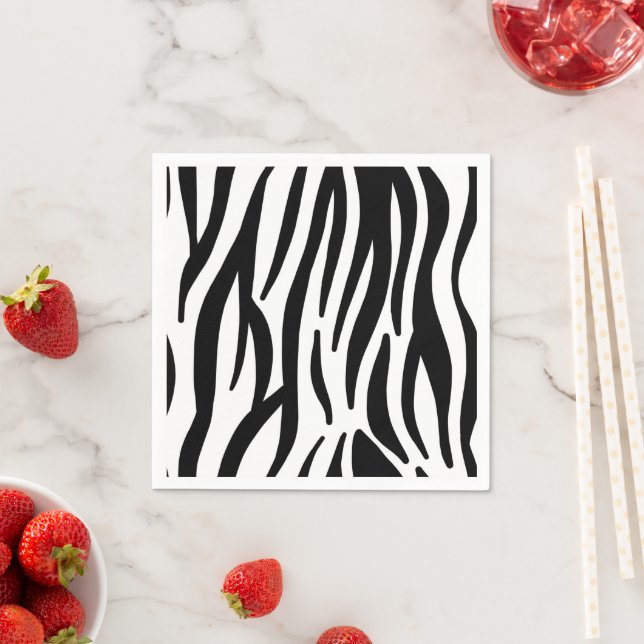 Guardanapo De Papel Padrão de listras de zebra preto e branco moderno (Insitu)