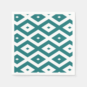 Guardanapo De Papel Padrão de losango branco e teal