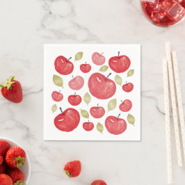 Guardanapo De Papel Padrão de Maçã Aquarela Pintado à Mão