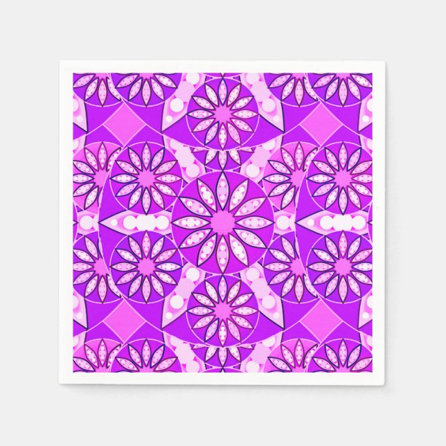 Guardanapo De Papel Padrão de mandala, violeta, orquídea e rosa (Frente)
