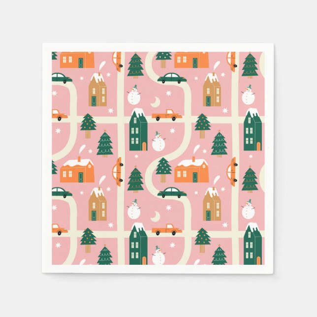 Guardanapo De Papel Padrão de Mapa de Férias da Cidade de Natal (Frente)