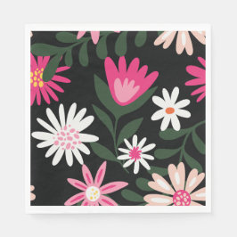 Guardanapo De Papel Padrão de Margarida Rosa e Branco