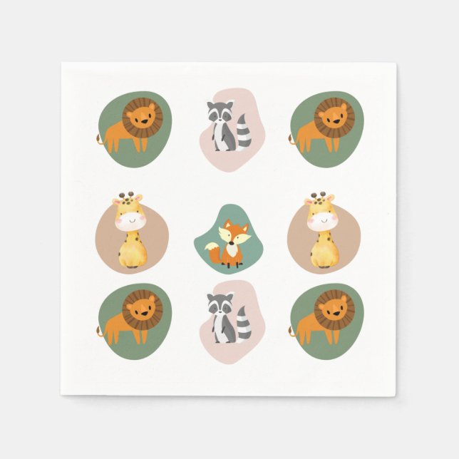 Guardanapo De Papel Padrão de minianimais (Frente)