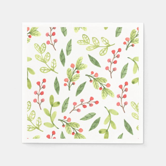 Guardanapo De Papel Padrão de Mistura de Natal Bright Watercolor (Frente)