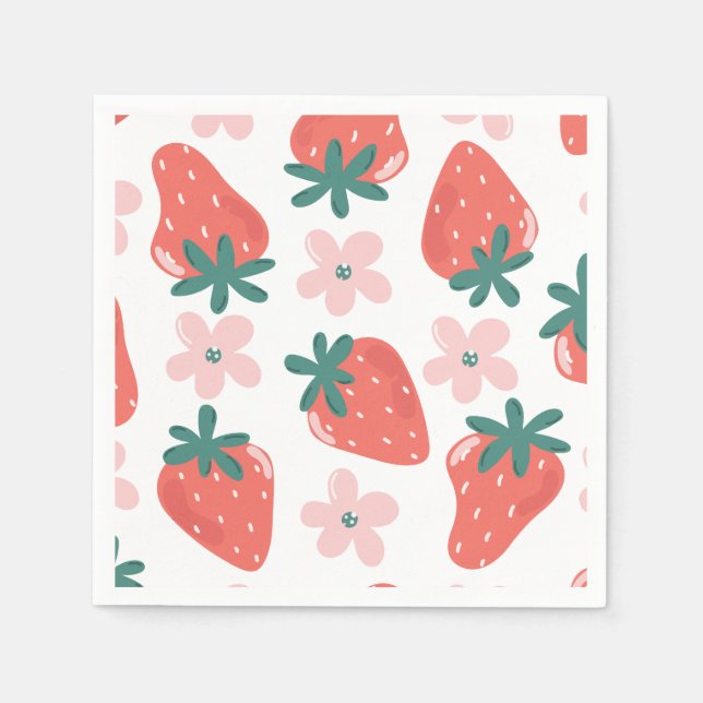 Guardanapo De Papel Padrão de morango e flor (Frente)
