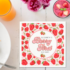 Guardanapo De Papel Padrão de Morango Vermelho Rústico Menina Morango