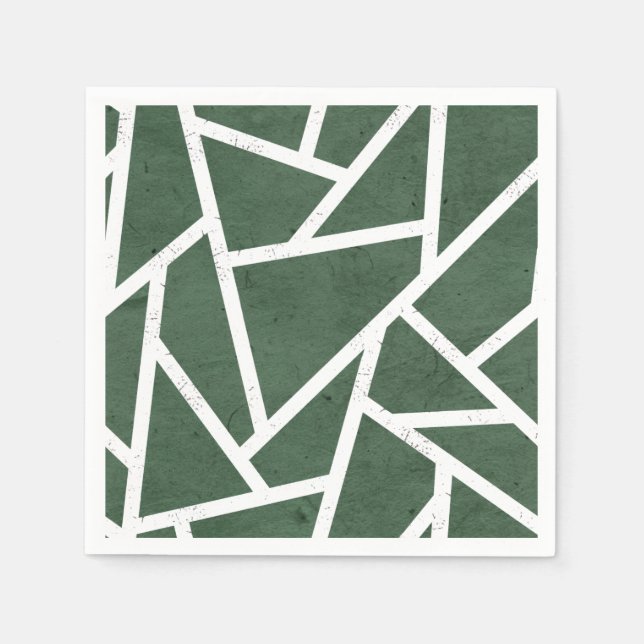 Guardanapo De Papel Padrão de mosaico verde e branco (Frente)