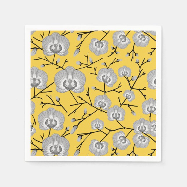 Guardanapo De Papel Padrão de mostarda orquídea (Frente)