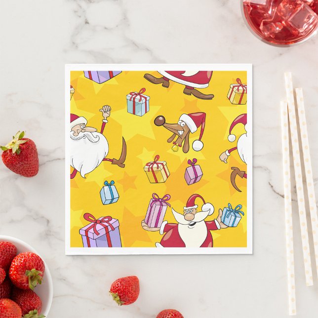 Guardanapo De Papel Padrão de Natal com Presentes e Estrelas (Criador carregado)