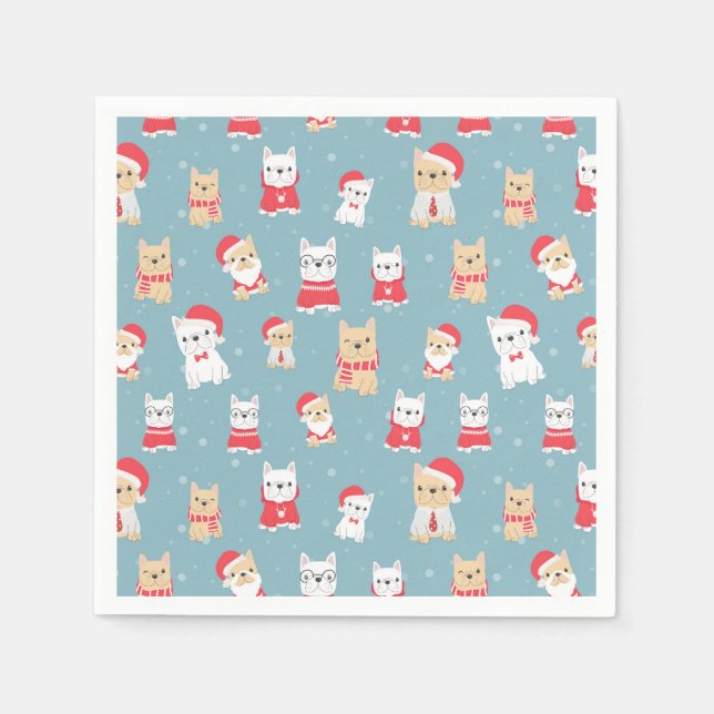 Guardanapo De Papel Padrão de Natal de Bulldog Francês (Frente)