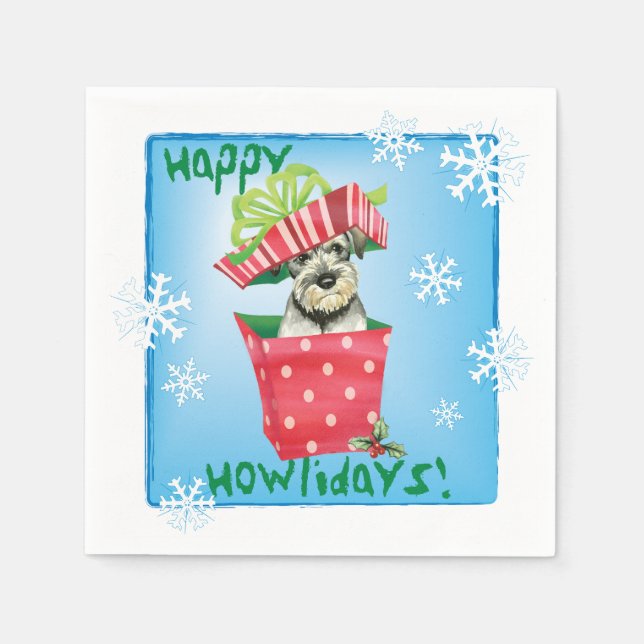 Guardanapo De Papel Padrão de Natal Schnauzer (Frente)