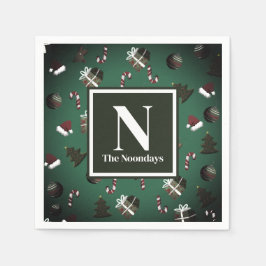 Guardanapo De Papel Padrão de Natal Verde Festivo