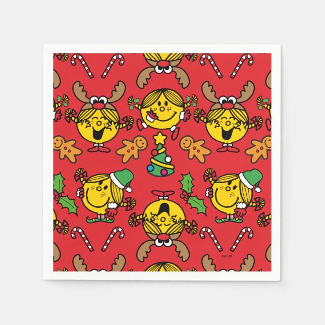 Guardanapo De Papel Padrão de Natal Vermelho Little Miss Sunshine (Frente)