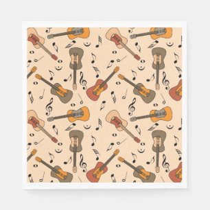 Guardanapo De Papel Padrão de Notas de Música de Violão