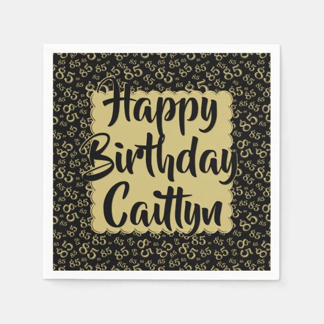 Guardanapo De Papel Padrão de número aleatório de aniversário 85 Doura (Frente)