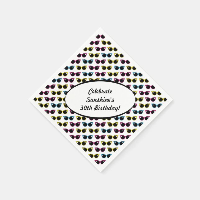 Guardanapo De Papel Padrão de óculos de sol de gatos retrorados (Canto)