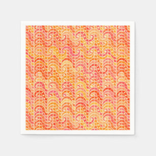 Guardanapo De Papel Padrão de onda abstrata - laranja, coral e dourado