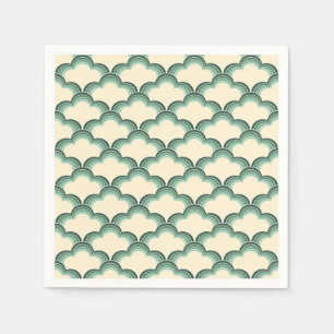 Guardanapo De Papel Padrão de ondas de estilo retrô verde