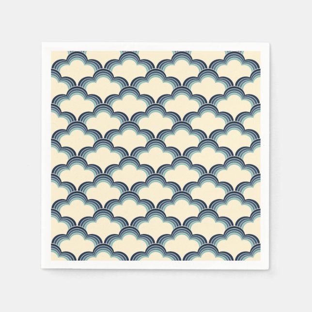 Guardanapo De Papel Padrão de ondas de estilo reverso azul (Frente)