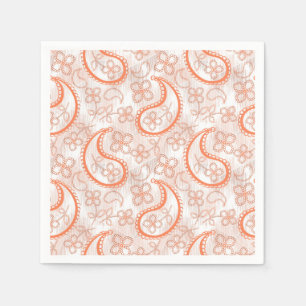 Guardanapo De Papel Padrão de paisley cor branca bege monocromático.