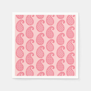 Guardanapo De Papel Padrão de Paisley, tons de coral rosa