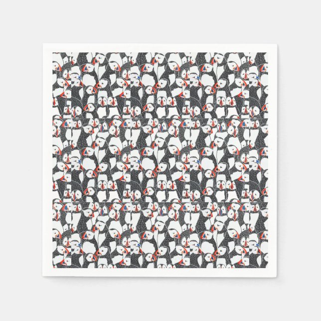 Guardanapo De Papel Padrão de pássaros Puffin (Frente)