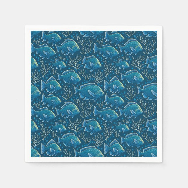 Guardanapo De Papel Padrão de Peixe Azul (Frente)